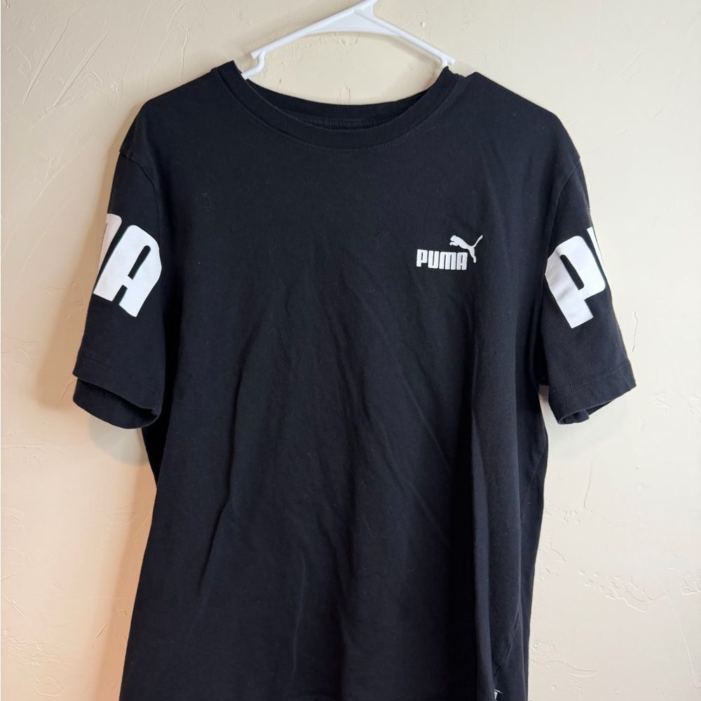 Puma Men's Black Tee with White Logo